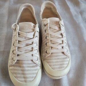 Keen Women's Cream and Tan Striped Sneakers